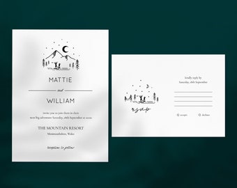 Wedding Invites for Paddleboarding Couple Adventure Couple Engagement Party Invite Minimalist Wedding Stationary Bundle SUP Art | Printable