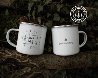 Stay Wild Wedding Mugs Mountain Wedding Camping Mug Enamel Mug Personalised Custom Wedding Gift Anniversary Gift