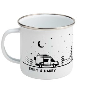 Couples Mug Personalised Outdoor Mug Van Life Gifts Enamel Coffee Mug RV Accessories Outdoorsy Couple Camp Mug image 3