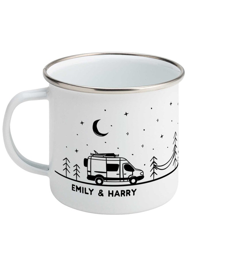 Couples Mug Personalised Outdoor Mug Van Life Gifts Enamel Coffee Mug RV Accessories Outdoorsy Couple Camp Mug image 3