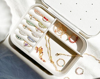 Custom dainty crystal rings | wire wrapped rings | unique braided gemstone rings cute beaded rings personalized rings for woman ring