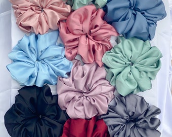 100% Mulberry silk scrunchies| 19momme| Hair tie| Wedding| XXL scrunchy| Jumbo size| Hair band| Big hair| Ribbed Cotton | Oversized scrunchy