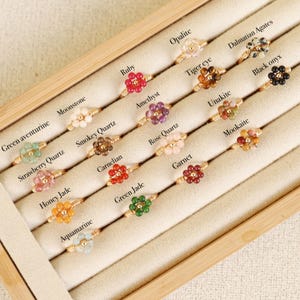 Autumn Bloom Crystal Ring Trendy Ring Dainty Ring Flower Ring Personalized Ring Gemstone Ring Natural Gemstone Gifts for Her Birthstone Ring