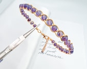 Amethyst healing braided bracelet Healing Crystal, beaded Dainty bracelet, Trendy bracelet, Natural Gemstone bracelet, Wire wrapped gemstone