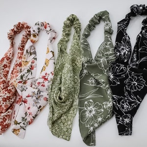 Silk bandana, Floral headscarf, hair turban, neckerchief, hair bandana, hair wrap, bandana with elastic, cooling hair wrap