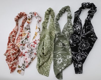 Silk bandana, Floral headscarf, hair turban, neckerchief, hair bandana, hair wrap, bandana with elastic, cooling hair wrap