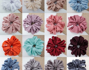 Trendy scrunchies | Hair tie Wedding XXL scrunchy Jumbo size Big hair| Ribbed Cotton | Oversized scrunchy Holiday Gift, Stocking stuffer