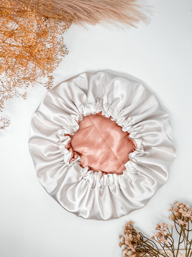 Ivory Satin Bonnet With Elastic Silk Hair Bonnet Rose Gold - Etsy