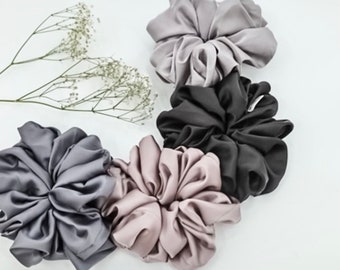 Silk Scrunchies Stocking Stuffer, Handmade Silk Hair Holder, Mulberry Silk Scrunchies, XXL Silk Scrunchies, Gifts For Her, Healthy Hair