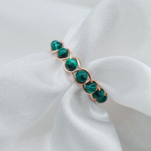 Malachite Crystal Ring, Custom Dainty Wire Wrapped Ring, Malachite Gemstone Ring, Rings For Women, Malachite Unique Gemstone Ring