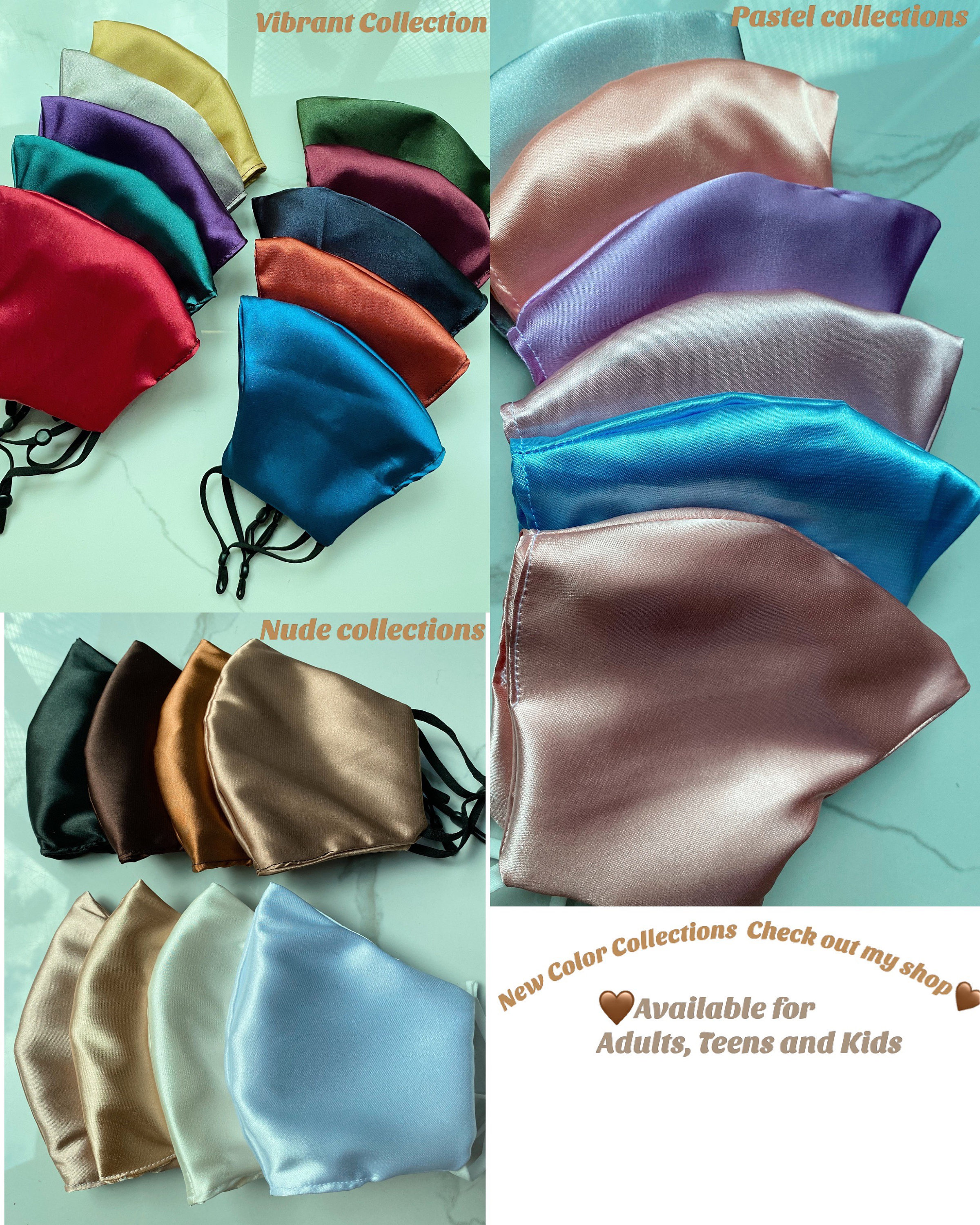Silky Satin Classy Face Masks Nose Wire 2 Layers Adjustable Etsy