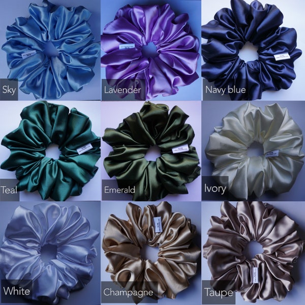 XXL Silk Scrunchies | Hair tie Wedding XXL Oversized Silk Satin scrunchy Jumbo size | Soft Ribbed scrunchies Hair band Big hair |