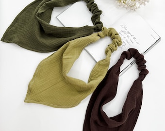 Neutral color bandana, headscarf, hair turban, neckerchief, hair bandana, hair wrap, bandana with elastic, cotton hair scarf