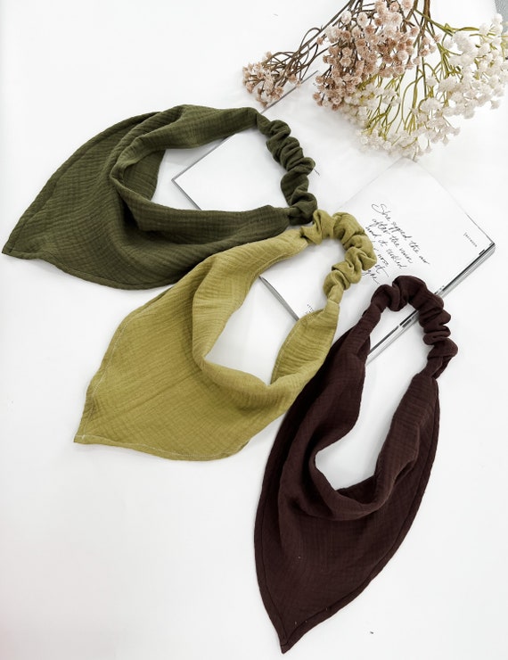 Neutral color bandana, headscarf, hair turban, neckerchief, hair bandana, hair wrap, bandana with elastic, cotton hair scarf