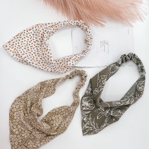 Silk bandana, Floral headscarf, hair turban, neckerchief hair bandana, hair wrap bandana scarf with elastic headband, boho hair accessories