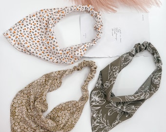Silk bandana, Floral headscarf, hair turban, neckerchief hair bandana, hair wrap bandana scarf with elastic headband, boho hair accessories