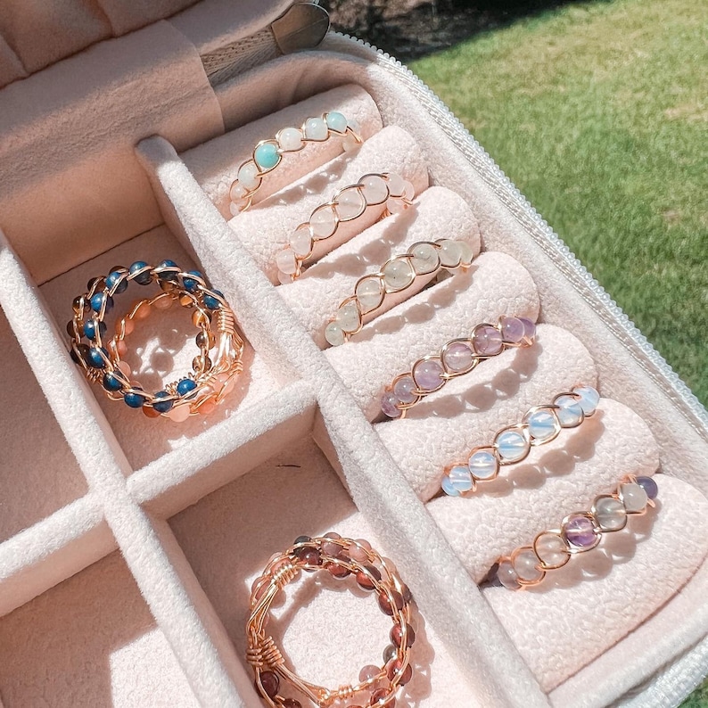 Custom Dainty Crystal Rings Wire Wrapped Rings Braided - Etsy