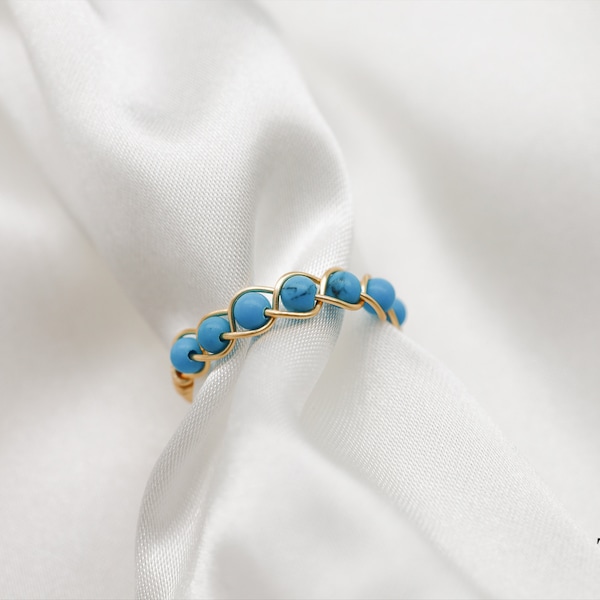 Turquoise Dainty Gemstone Ring, Unique Gemstone Ring, Cute Dainty Ring, Turquoise Crystal Ring, Mothers Day Gift, Custom Dainty Ring