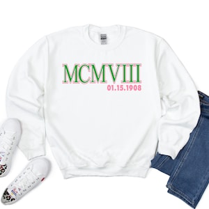 AKA Double Roman MCMVIII 1908 | AKA | Roman Numeral | | Alpha Kappa Alph | Sorority | Greek | Sweatshirt | Hoodie