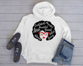 Afro American Woman Afro Words of Affirmation | Black Lives Matter | Black Queen | Educated Black Woman | Sweatshirt | Hoodie