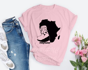 African Woman Africa Hair | Bold | Strong | Confident | Powerful | Smart | Gifted | Queen | Beautiful | Roots |Love T-shirt | Racerback
