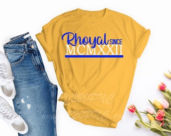 Rhoyal since MCMXXII (1922.) | SGRho | Sigma Gamma R T-shirt | Roman Numeral | Blue and Gold |