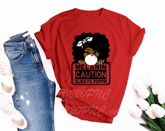 Caution Melanin Poppin | Bubblegum | Black Love | Black Pride | Black Lives Matter | Women's T-shirt - Black Sign | Racerback