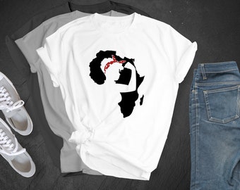 African Woman Flex Strong Africa | Confident | Powerful | Smart | Gifted | Queen | Beautiful | Love T-shirt | Racerback