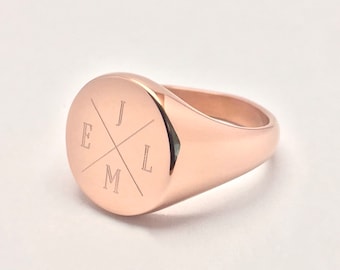 Engraving signet ring customizable engraving ring gift ring name ring letter symbol logo family ring rose gold