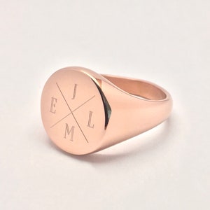 Anillo de sello grabado personalizable, anillo de grabado personalizable, anillo de regalo, anillo con nombre, letra, símbolo, logotipo, anillo familiar, oro rosa
