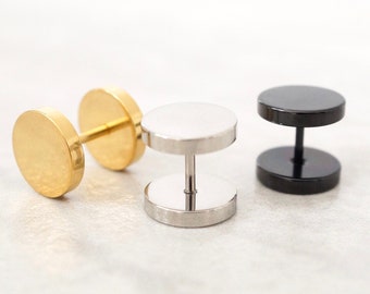 ENGRAVING Stud Earrings PERSONALIZABLE Fake Plugs Ear Studs Customizable Gauge Plug Unisex Friendship Couples Gift Idea