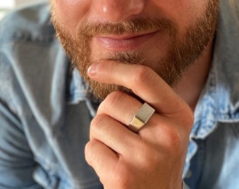 Anillo de sello con grabado, anillo personalizado, anillo con nombre, anillo de pareja, acero inoxidable, plata, oro, regalo unisex para novio, hombre, novia