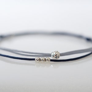 Armband Nylon Perle 925 Sterling Silber Kugel Freundschaftsarmband Nylon verstellbar  Perlenarmband schlichtes Nylonarmband Schiebeknoten