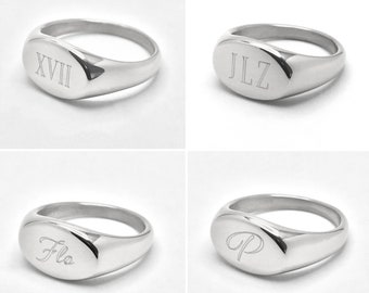 Signet ring unisex engraving partner rings customizable gift individualized name ring ring engraving letter initial symbol logo men