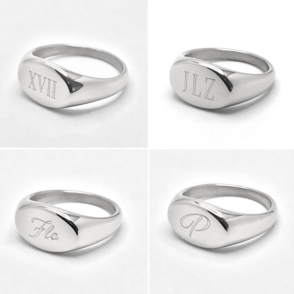 Siegelring Unisex Gravur Partnerringe personalisierbar Geschenk individualisiert Namensring Ring Gravur Buchstabe Initial Symbol Logo Männer