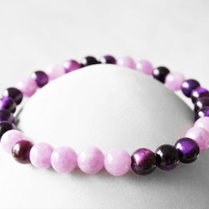Friendship Bracelet Mala Bracelet Angelite Angel Stone Tiger Eye Purple Yoga Boho Beaded Bracelet Tibet Ball Bracelet Gift Best Friend