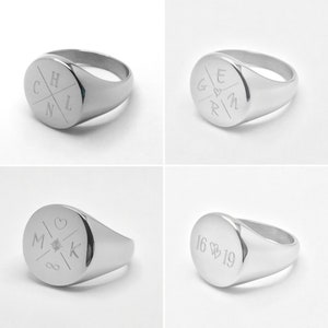 Anillo de sello grabado, anillo grueso personalizable para hombres y mujeres, anillo apilable, anillo de declaración personalizable, anillo grabado con nombre inicial, regalo