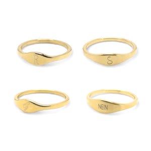 Dünner Siegelring Gravur gold Gravur Ring individualisierbar Damen Ring Buchstabe Name Stapelring Schmuck personalisierbar Geschenk Freundin