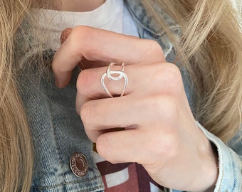 Anello in argento sterling 925 Anello impilabile astratto Anello minimalista in filigrana Onda Anello impilabile artistico Anello regalo di Natale Fidanzata 2024