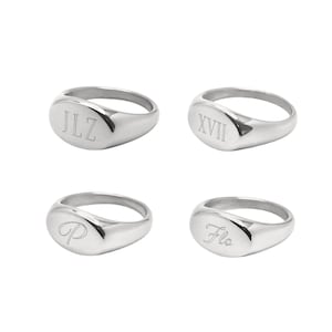 Siegelring Unisex Gravur Partnerringe personalisierbar Namensring Ring Gravur Buchstabe Initial Symbol Logo Geschenk Männer Freund Freundin
