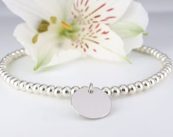 Minimalist engraving bracelet 925 sterling silver personalized engraving plate