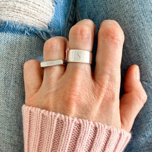 925 Sterling Silver Signet Ring Women Engraved Ring Band Ring Customizable Stacking Ring Filigree Name Ring Customizable