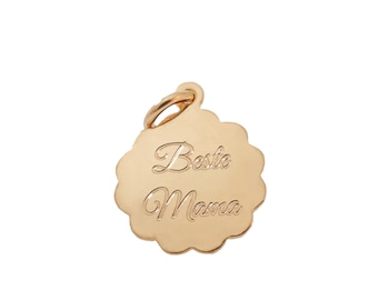 Personalized Mother's Day Gift Necklace Pendant Flower Shape Pendant Engraved Engraved Plate Individual Gift for Mothers Gold Filled