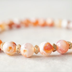 AGATE gemstone bracelet gold boho pearl bracelet minimalist healing stone ball bracelet jewelry gift
