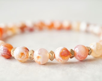 AGATE gemstone bracelet gold boho pearl bracelet minimalist healing stone ball bracelet jewelry gift
