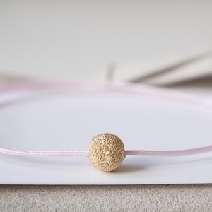 Bracelet nylon pearl 14k real gold 585 XL ball friendship bracelet nylon adjustable pearl bracelet simple nylon bracelet sliding knot