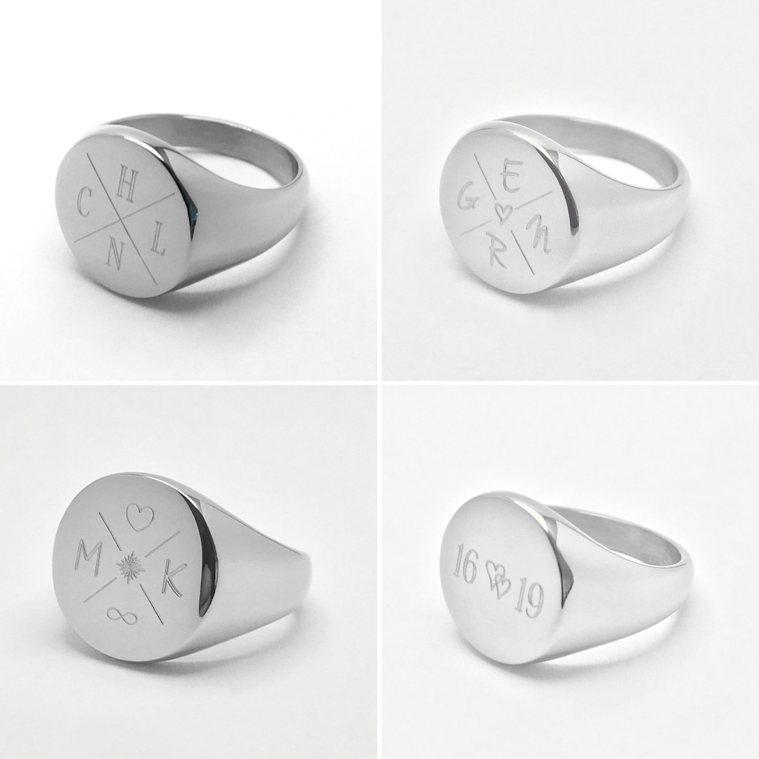 Engraved Ring Chunky Ring Customizable Men Women Stacking Ring