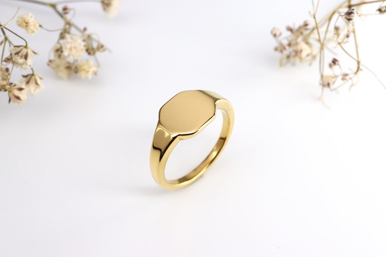 Unisex Gravur Siegelring personalisierbar Statement Ring individualisierbar gold Herrenring Name Initial Datum Symbol Gravurring Geschenk Bild 2