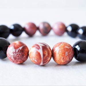 Natural yoga bracelet gemstone boho surfer bracelet pearl bracelet chunky statement bracelet gift handmade with love ball bracelet