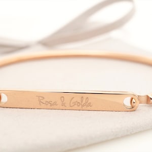 Bracelet jonc personnalisable en or rose avec gravure, bijou cadeau femme et petite amie